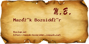 Mazák Bozsidár névjegykártya